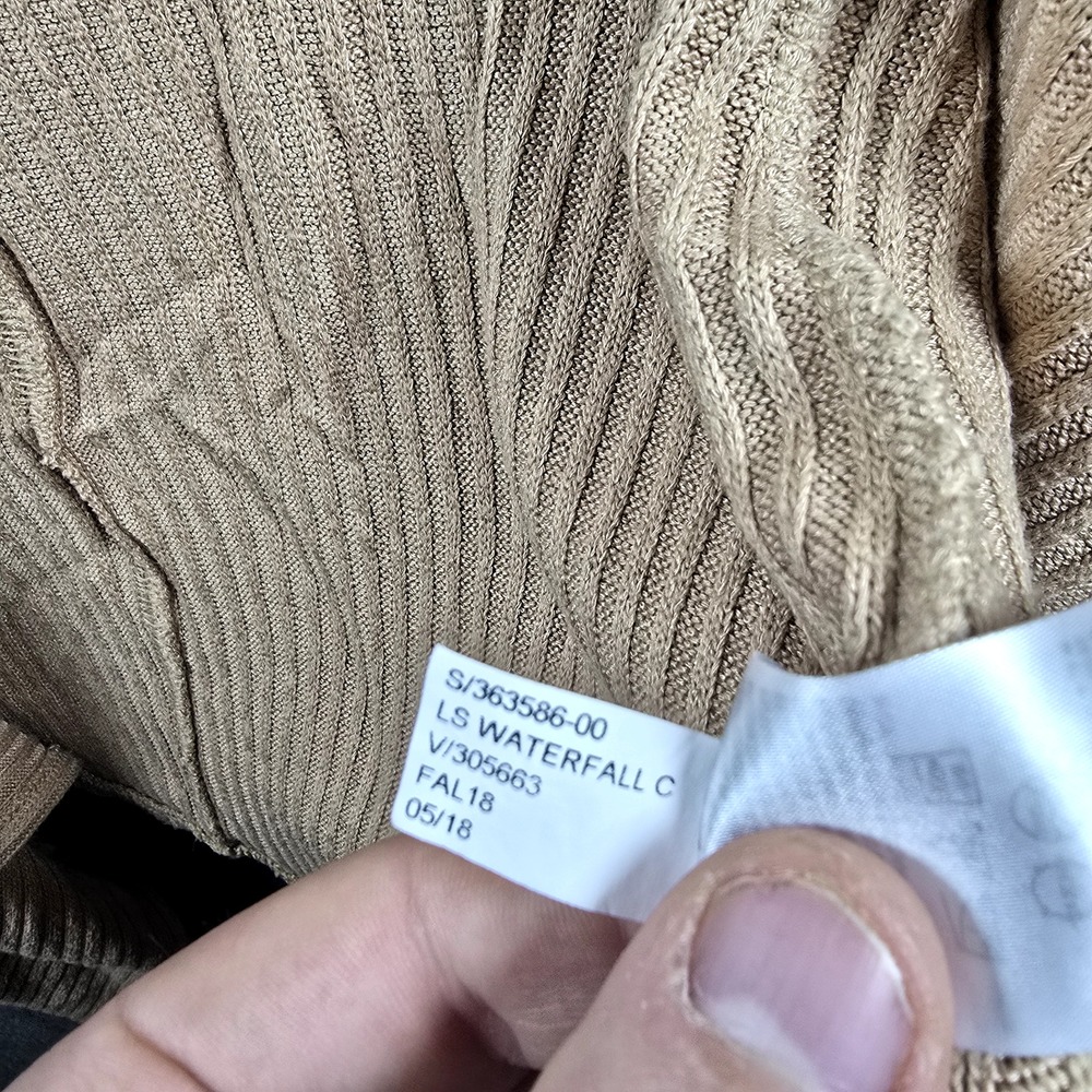 Banana Republic Women S Tan Open Front Long Waterfall Cardigan Sweater Flowy - Picture 6 of 10